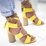 Summer  Espadrilles Women Sandals Heel Pointed Fish Mouth Sandals Woman Hemp Female Bandage Platform Shoes