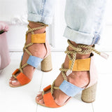 Summer  Espadrilles Women Sandals Heel Pointed Fish Mouth Sandals Woman Hemp Female Bandage Platform Shoes