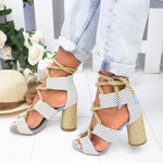 Summer  Espadrilles Women Sandals Heel Pointed Fish Mouth Sandals Woman Hemp Female Bandage Platform Shoes