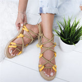 Summer  Espadrilles Women Sandals Heel Pointed Fish Mouth Sandals Woman Hemp Female Bandage Platform Shoes