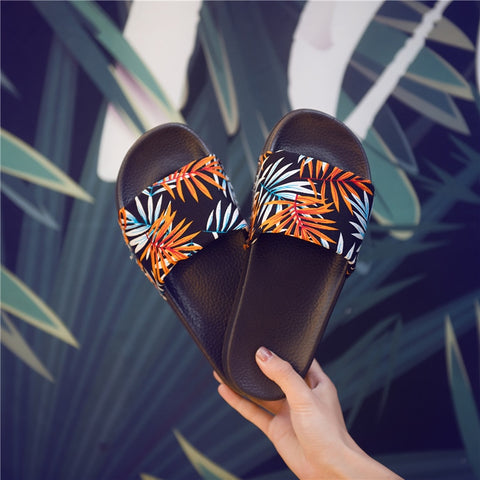 Forest Bamboo Shoes Woman Badslippers Summer Indoor Slippers Zapatos De Mujer Beach Flip Flops Bathroom Home Slippers